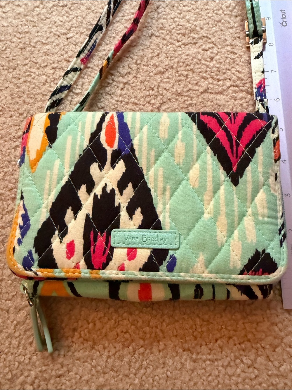 Vera Bradley Tutti Frutti All In One Crossbody Wristlet Wallet Retired Green